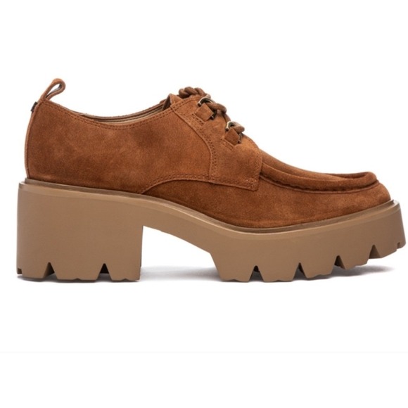 Sam Edelman Monna Lace Up Loafer Women 5.5 Brown Suede Platform Lug Sole - Picture 2 of 14